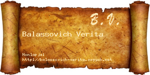 Balassovich Verita névjegykártya
